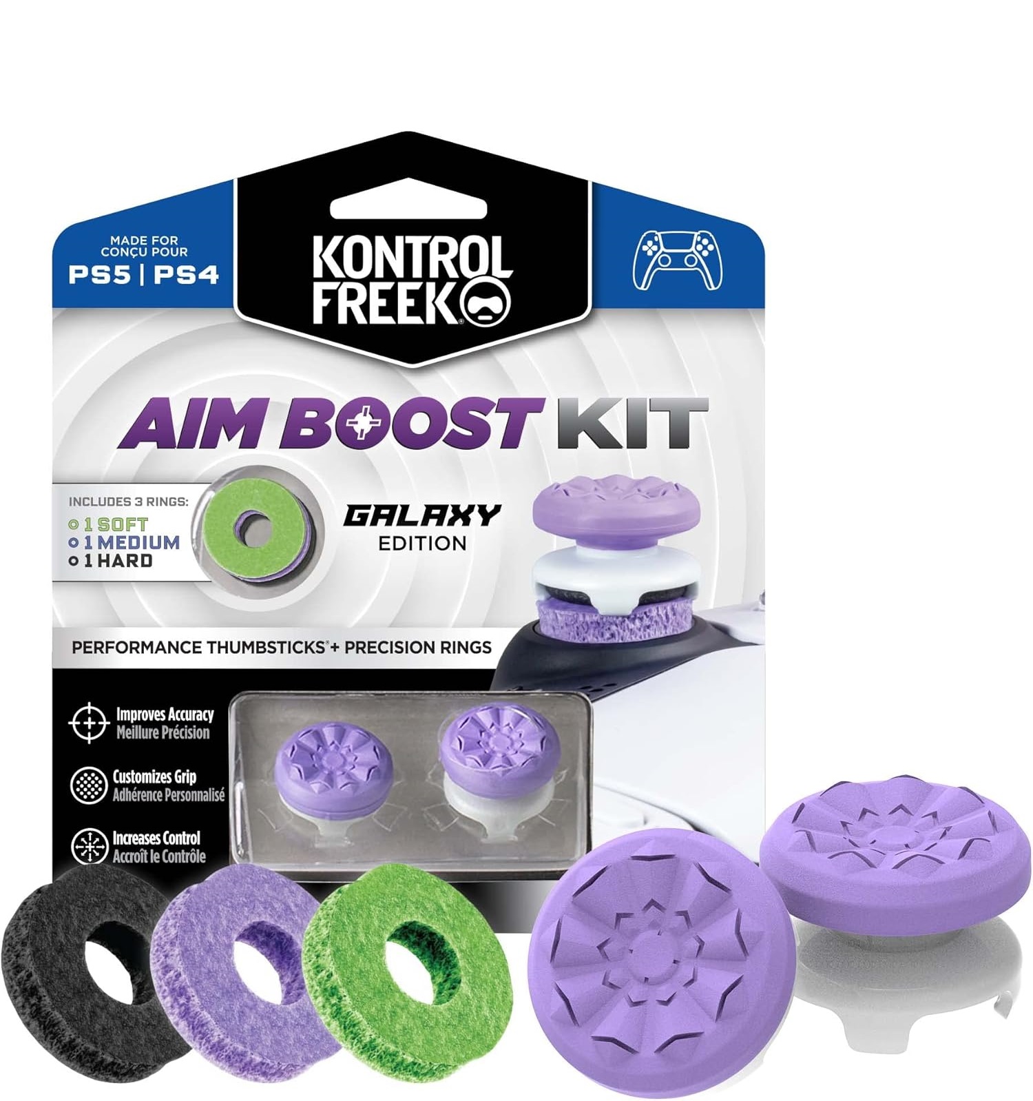 أغطية عصا التحكم Kontrol Freek مع حلقات Precision لأجهزة PS4/PS5 – ألوان متنوعة