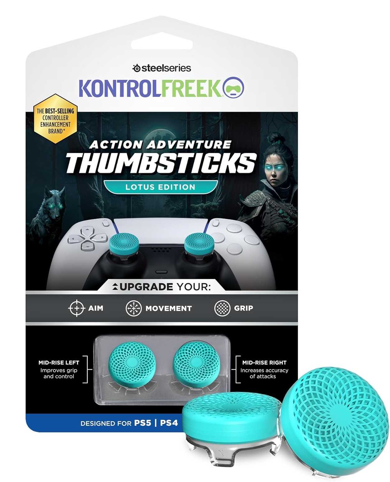 أغطية عصا التحكم Kontrol Freek مغامرة وحركة - إصدار لوتس لأجهزة PS4/PS5 – Teal