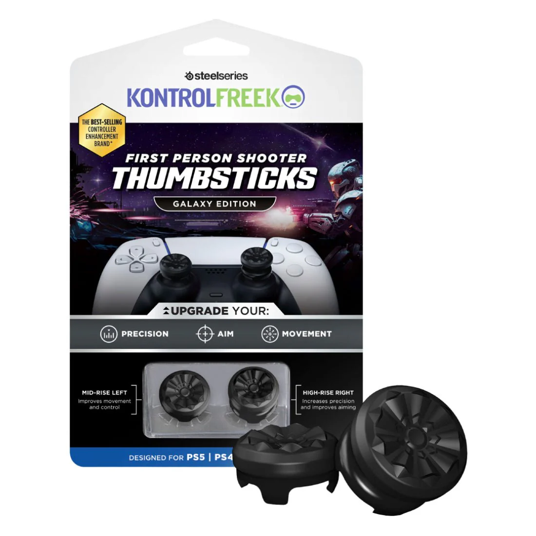 أغطية عصا التحكم Kontrol Freek Galaxy Edition لأجهزة PS4/PS5 – أسود