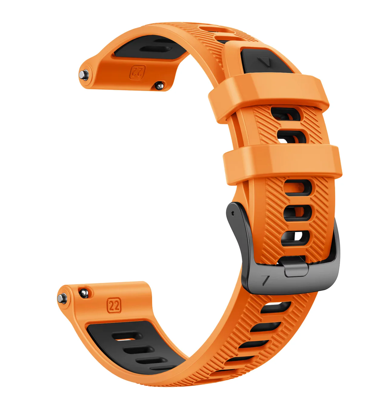 سير 974 Bands سيليكون فك سريع لساعة Garmin مقاس 22mm - البرتقالي/ أسود
