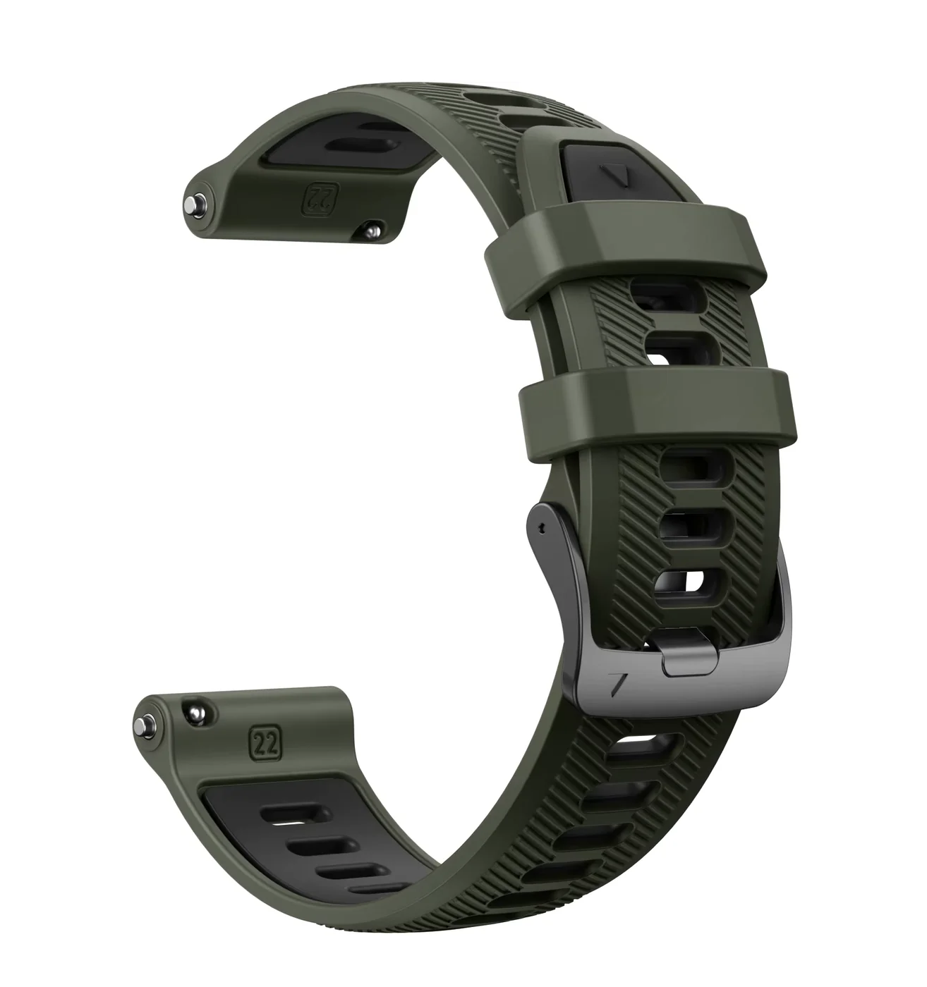 سير 974 Bands سيليكون فك سريع لساعة Garmin مقاس 22mm - أخضر عسكري/أسود