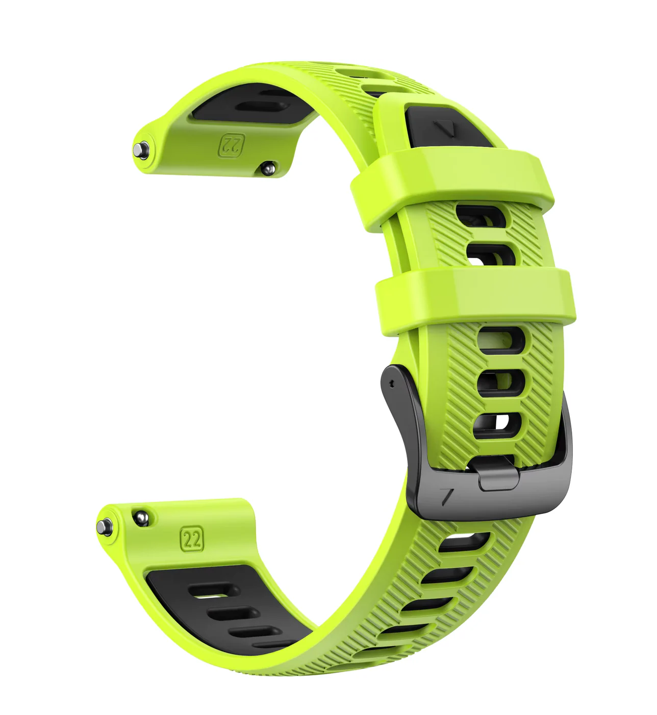 سير 974 Bands سيليكون فك سريع لساعة Garmin مقاس 22mm - أخضر فاتح/أسود