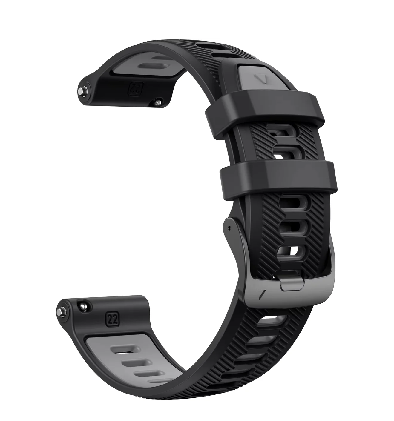 سير 974 Bands سيليكون فك سريع لساعة Garmin مقاس 22mm - أسود/رمادي