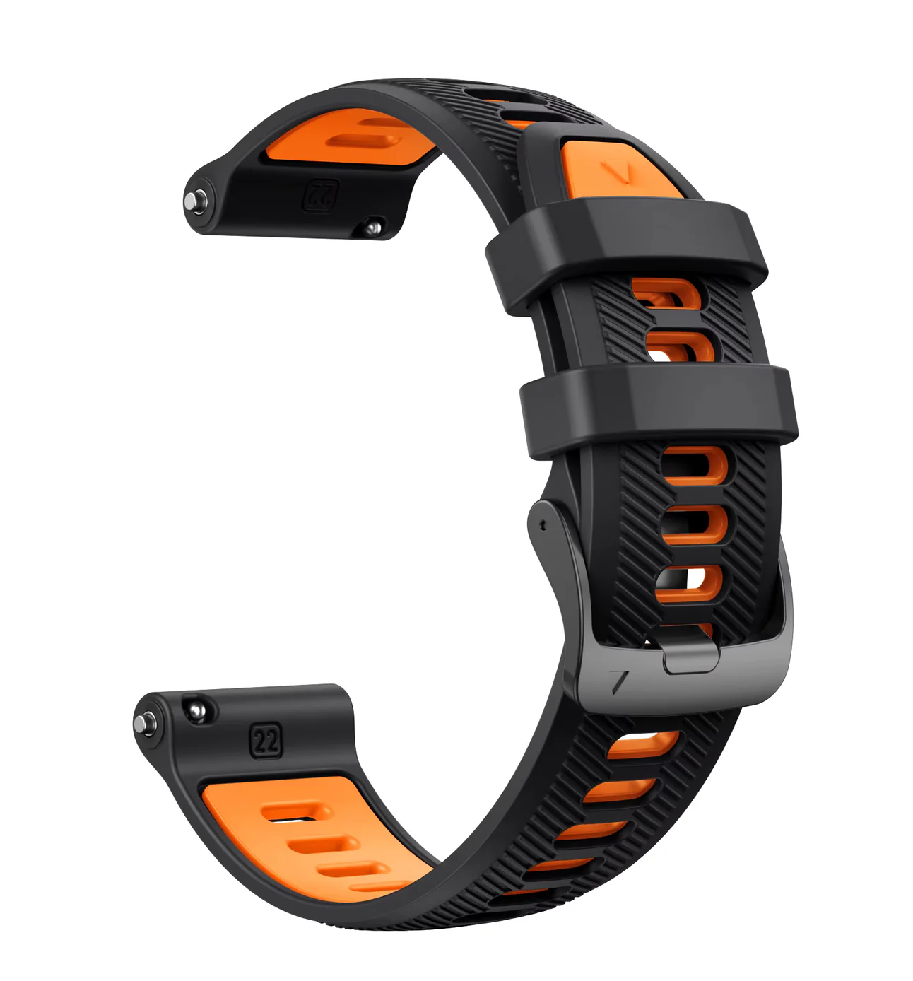 سير 974 Bands سيليكون فك سريع لساعة Garmin مقاس 22mm - أسود/برتقالي