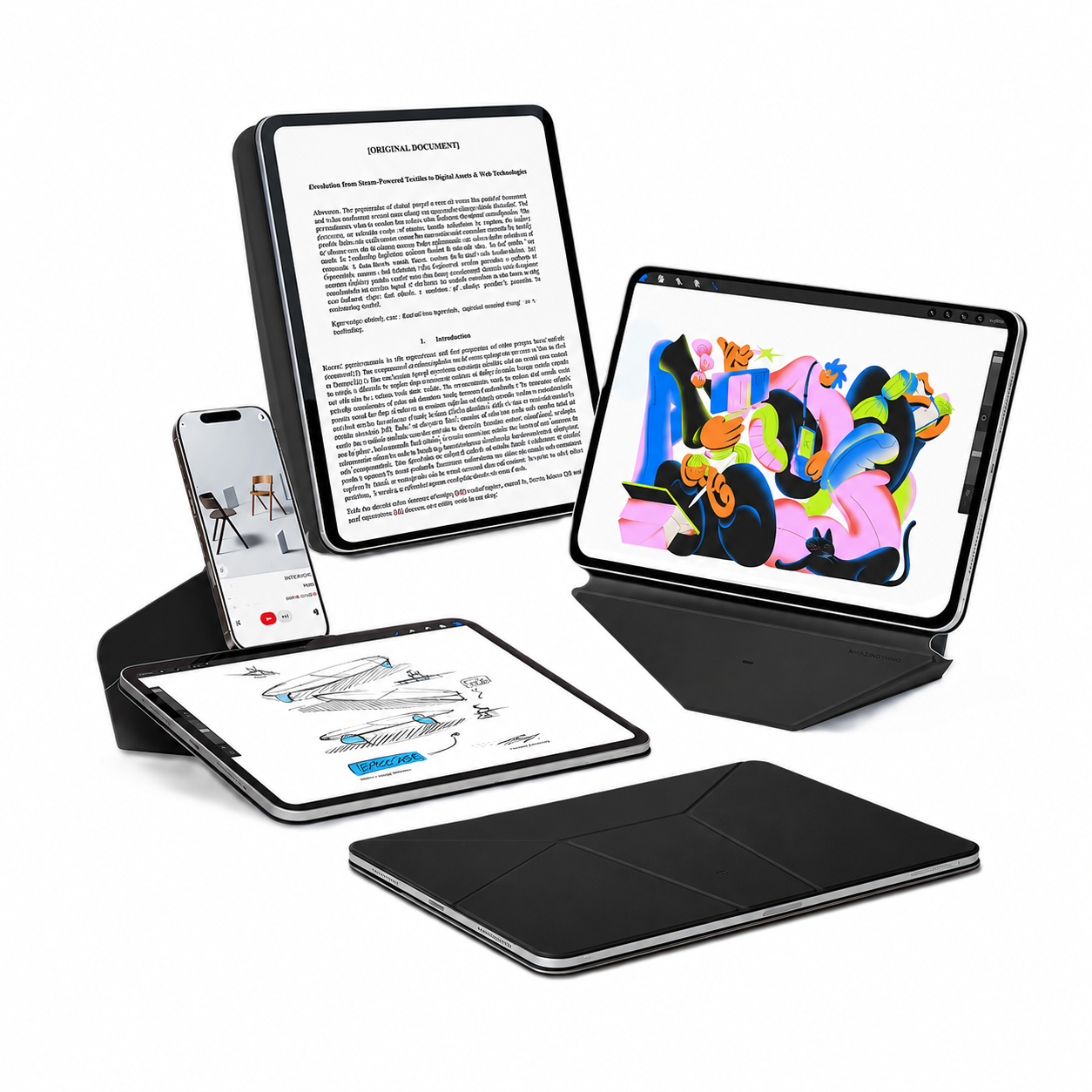 كفر MOFT Dynamic Folio لجهاز iPad mini الجيل السادس/السابع – اسود