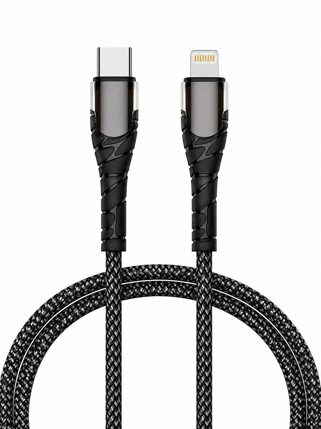كيبل شحن سريع USB-C إلى Lightning بقدرة 30 واط ومقاوم للانحناء بطول 1 متر  من Salpido - اسود