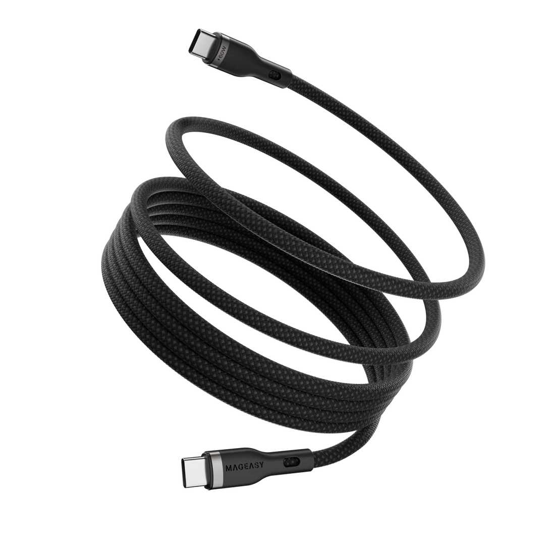 كيبل USB-C إلى USB-C مغناطيسي للشحن والمزامنة بقدرة 60 واط بطول 1.5 متر  من MagEasy- أسود