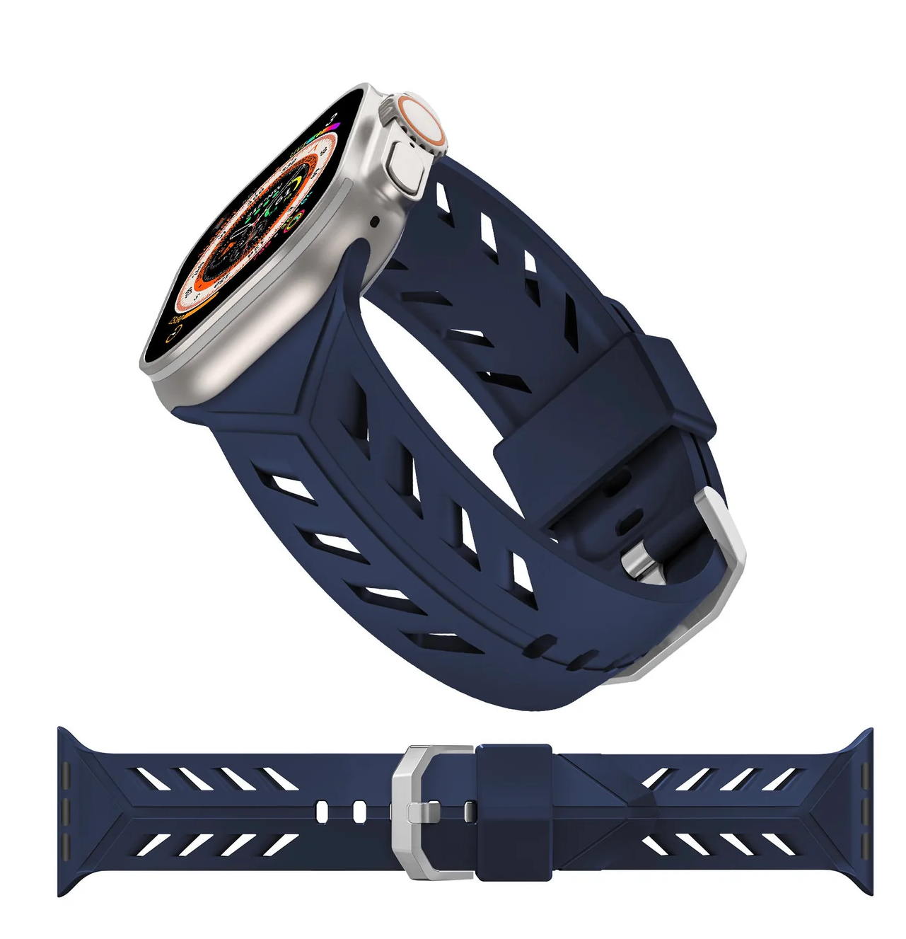 سير سيليكون رياضي لساعة Apple Watch مقاس 44/45/46/49 مم من 974Bands - أزرق