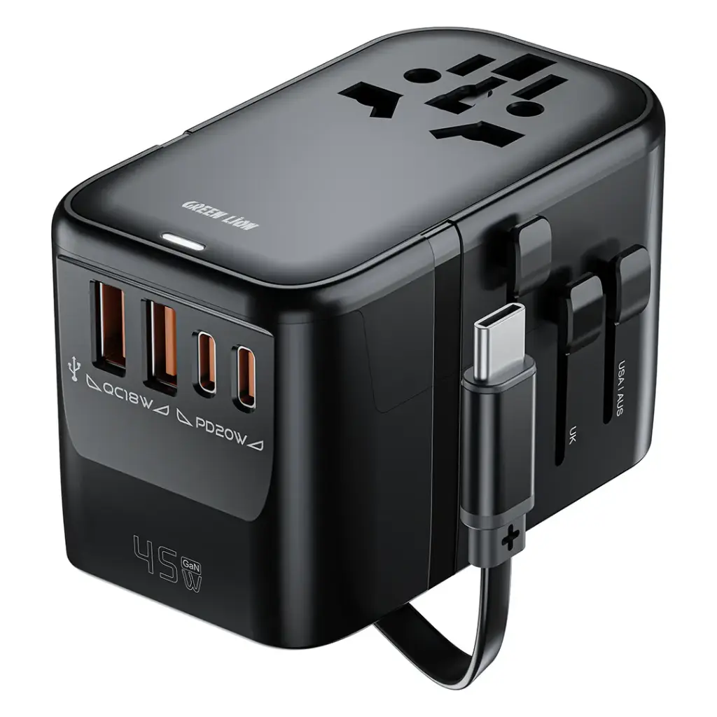 Green Lion Companion 45 Universal Travel Adapter (GS-402) Black