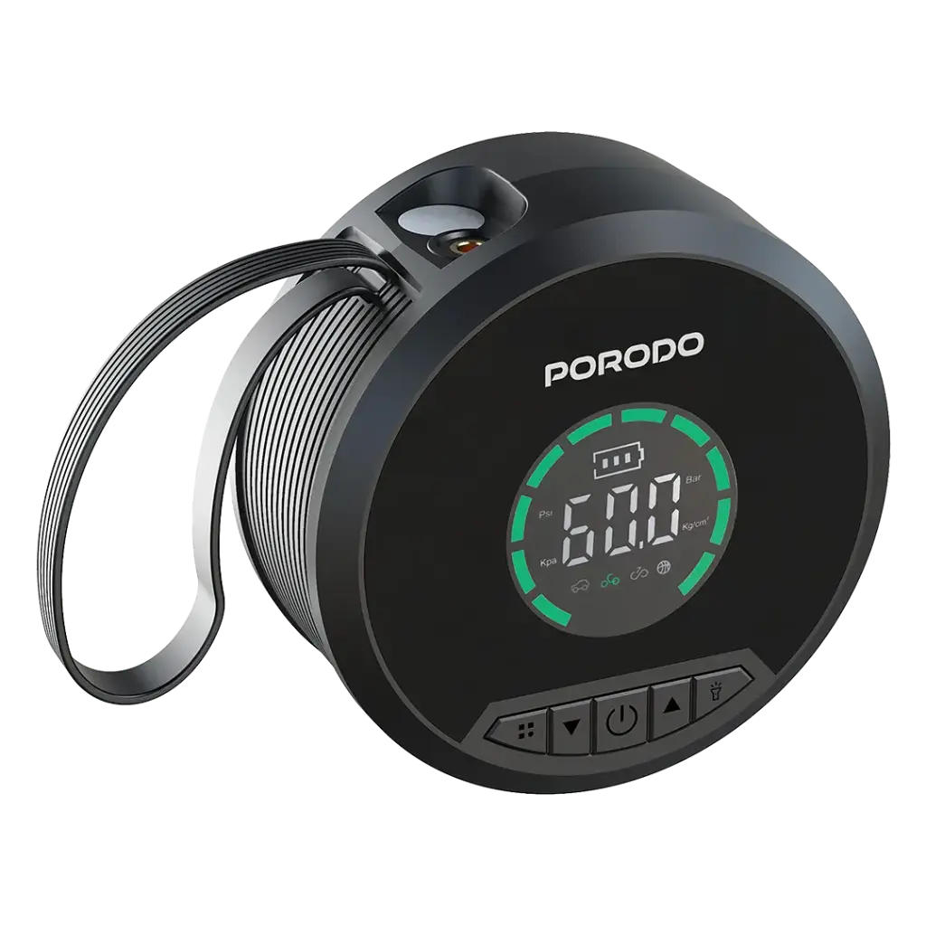Porodo Gagefit Power Bank & Jump Starter with Tire Inflator & Lightning Lamp (PDCC218) Black