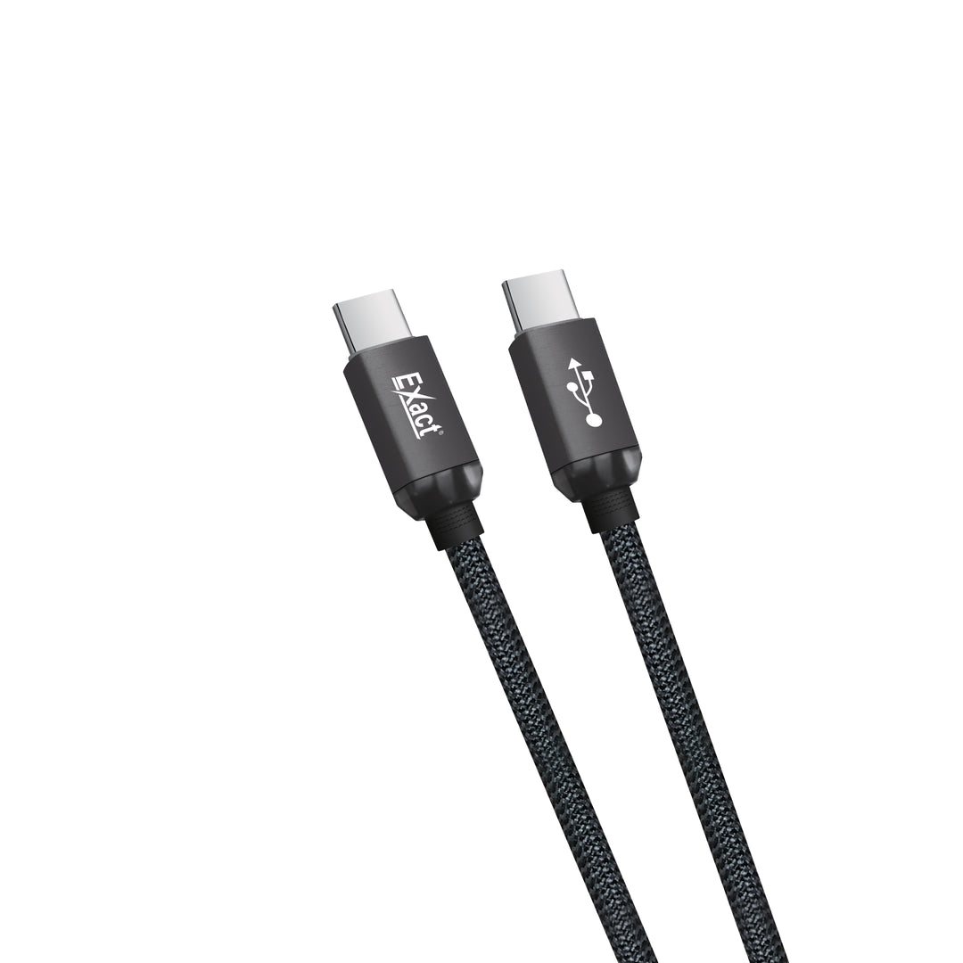Exact USB-C to Type-C Fast Charging Braided Cable 2m (EX1113) Black
