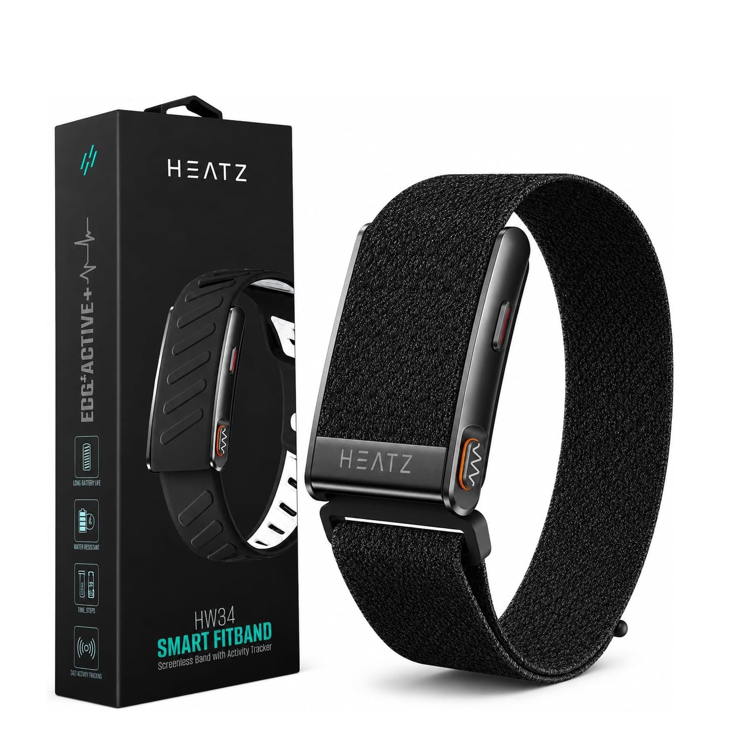 سوار لياقة ذكي بدون شاشة لتتبع النشاط من Heatz – أسود