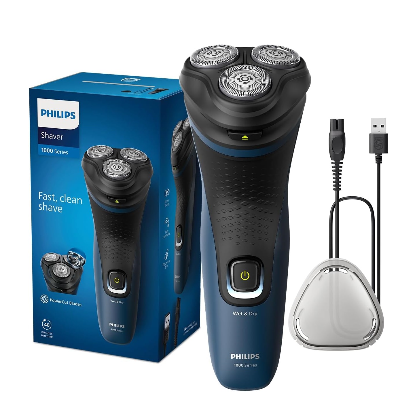 ماكينة حلاقة كهربائية للوجه والرأس، استخدام جاف أو مبلل، سلسلة ١٠٠٠ من Philips (S1151/00)