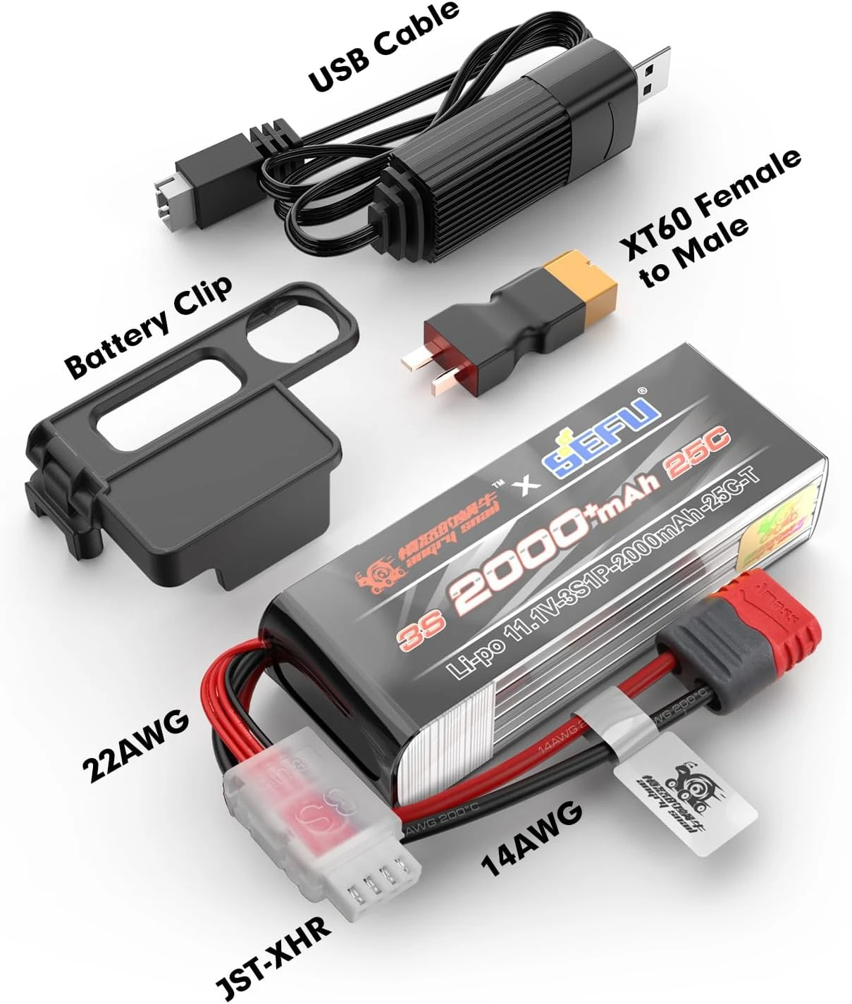 بطارية MJX R/C 3S (25C) 11.1V 2000+mAh Li-po لـ MJX 14209، 14210 و14211