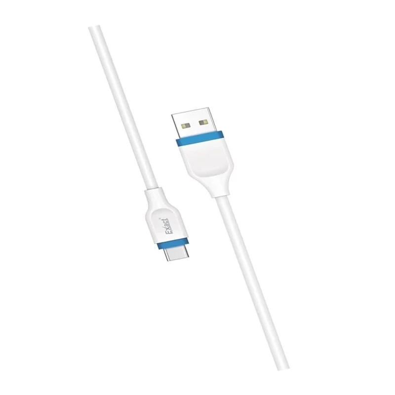 كابل بيانات Exact Flex Charge USB-A إلى Type-C 65 واط من السيليكون بطول 1 متر (EX-3202) أبيض