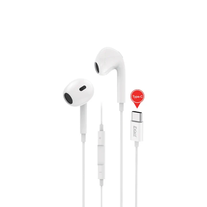 سماعة أذن Exact تايب سي  True Sound  -  ابيض