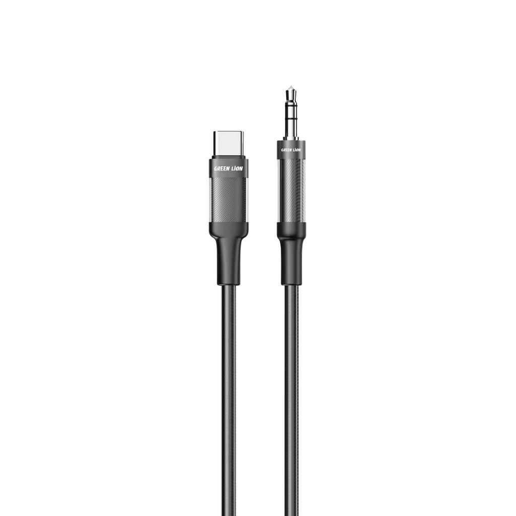 كابل صوت Green Lion من USB-C إلى 3.5 مم AUX بطول 1 متر – أسود