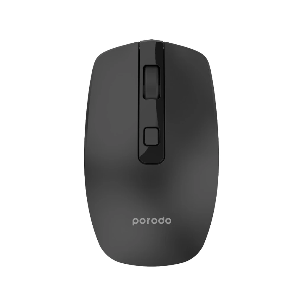 ماوس Porodo لاسلكي وبلوتوث قابل لإعادة الشحن بدقة DPI 1600 – أسود