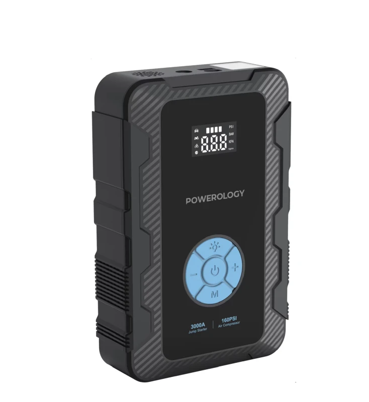 باور بنك 20000mAh مع منفاخ هواء وجمب ستارتر – من Powerology – أسود
