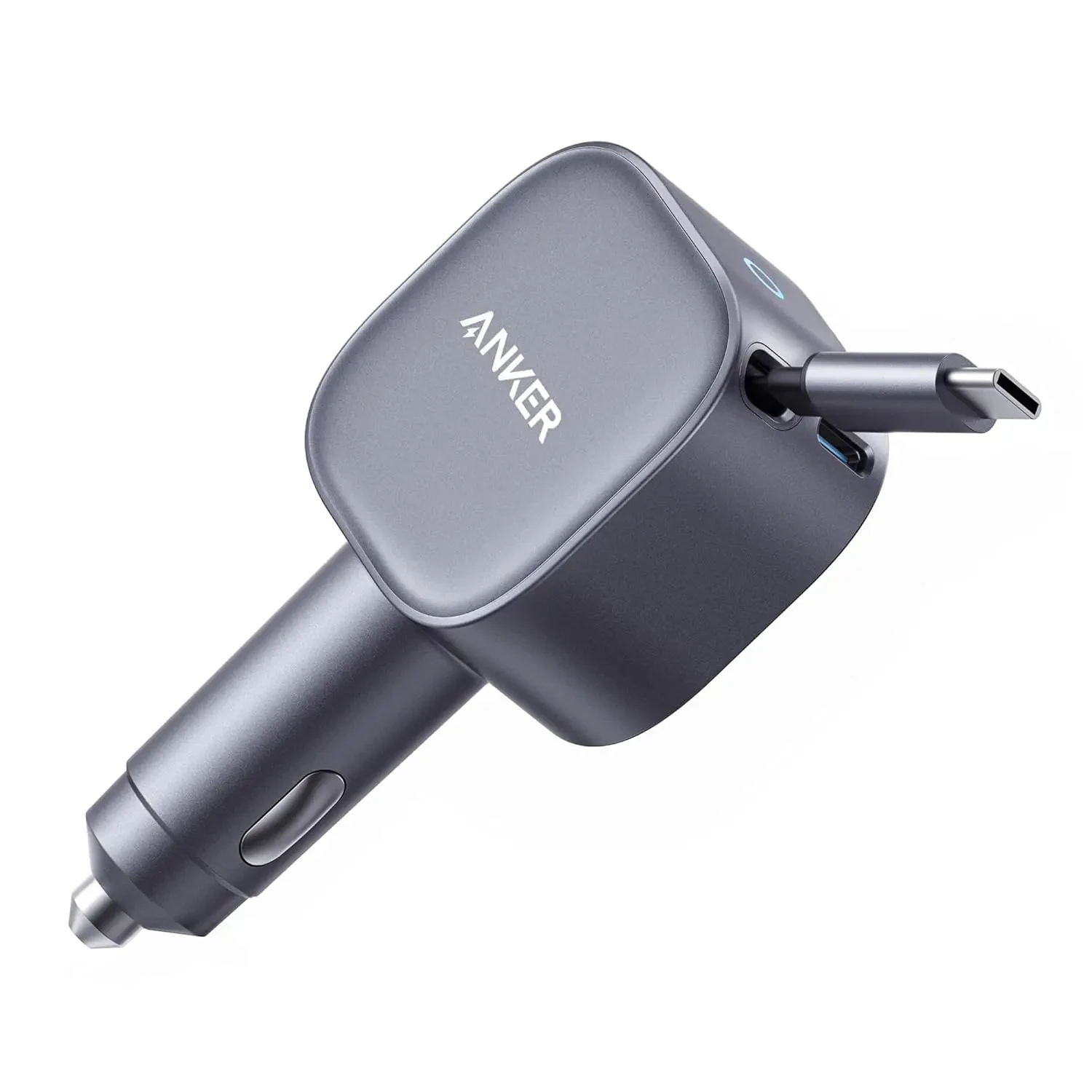 شاحن سيارة Nano بقدرة 75 واط مع منفذ USB-C وكابل مدمج قابل للسحب من Anker