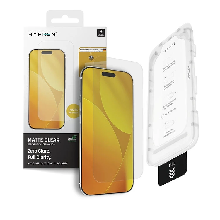 حماية شاشة زجاجي مقوى شفاف غير لامع من HYPHEN Defender لهاتف iPhone 17 Pro