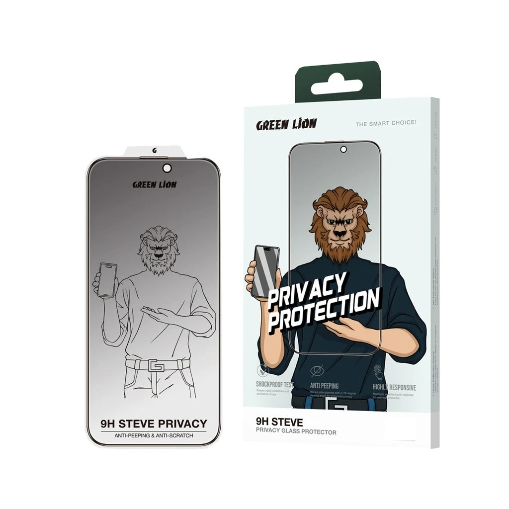 حماية شاشة خصوصية 9H Steve لهاتف ايفون 17 برو ماكس من Green Lion