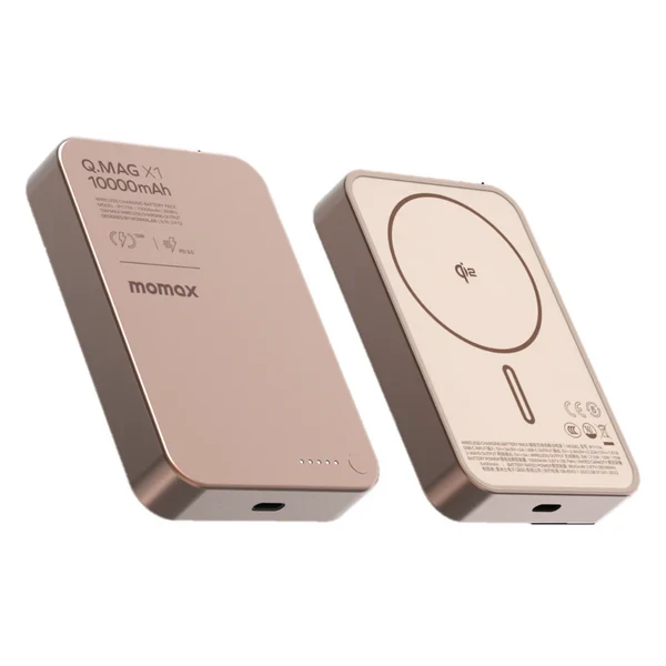باوربانك الطاقة اللاسلكي Momax Q.Mag X1 سعة 10000 مللي أمبير في الساعة Qi2 MagSafe - رملي