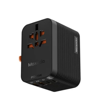 محول السفر Moxedo Universal-Plug+ 35W GaN - 2 USB-C + 2 USB-A (MX-TA025) أسود