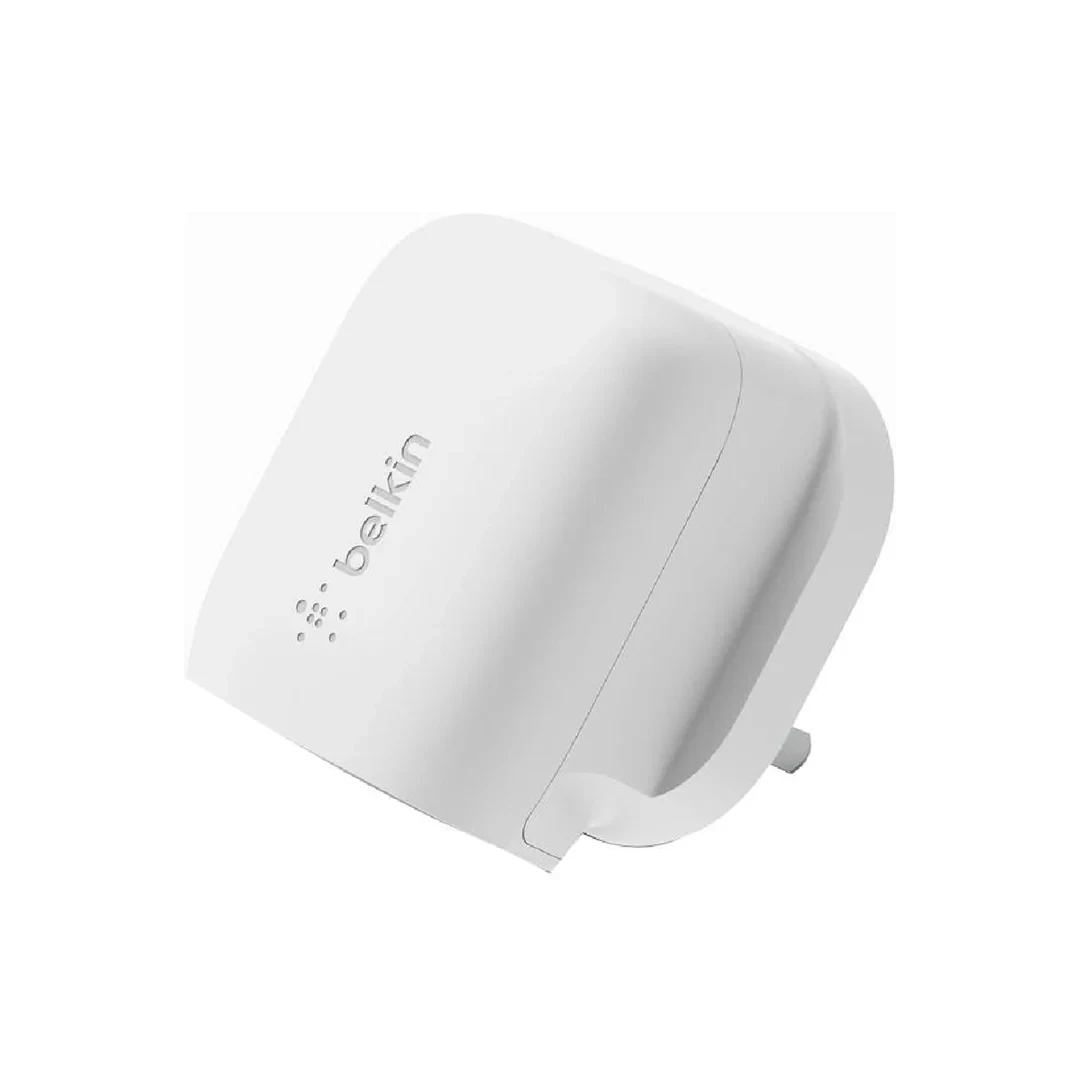شاحن جداري Belkin BoostCharge Compact بقدرة 20 واط بمنفذ USB-C – أبيض