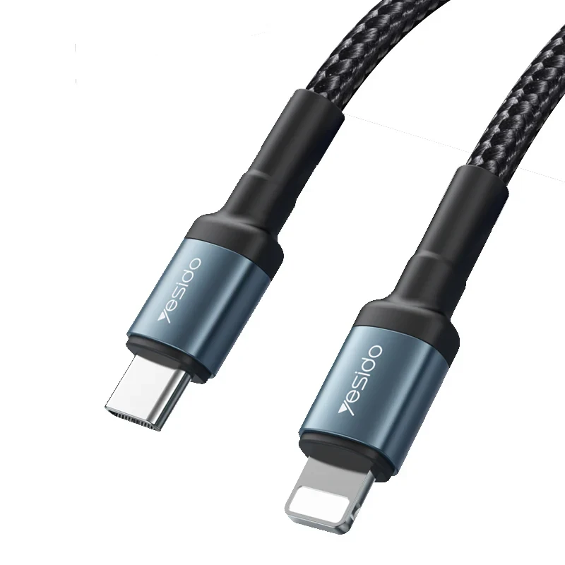 كابل YESIDO من USB-C إلى Lightning للشحن السريع 27 واط بطول 1 متر  – أسود