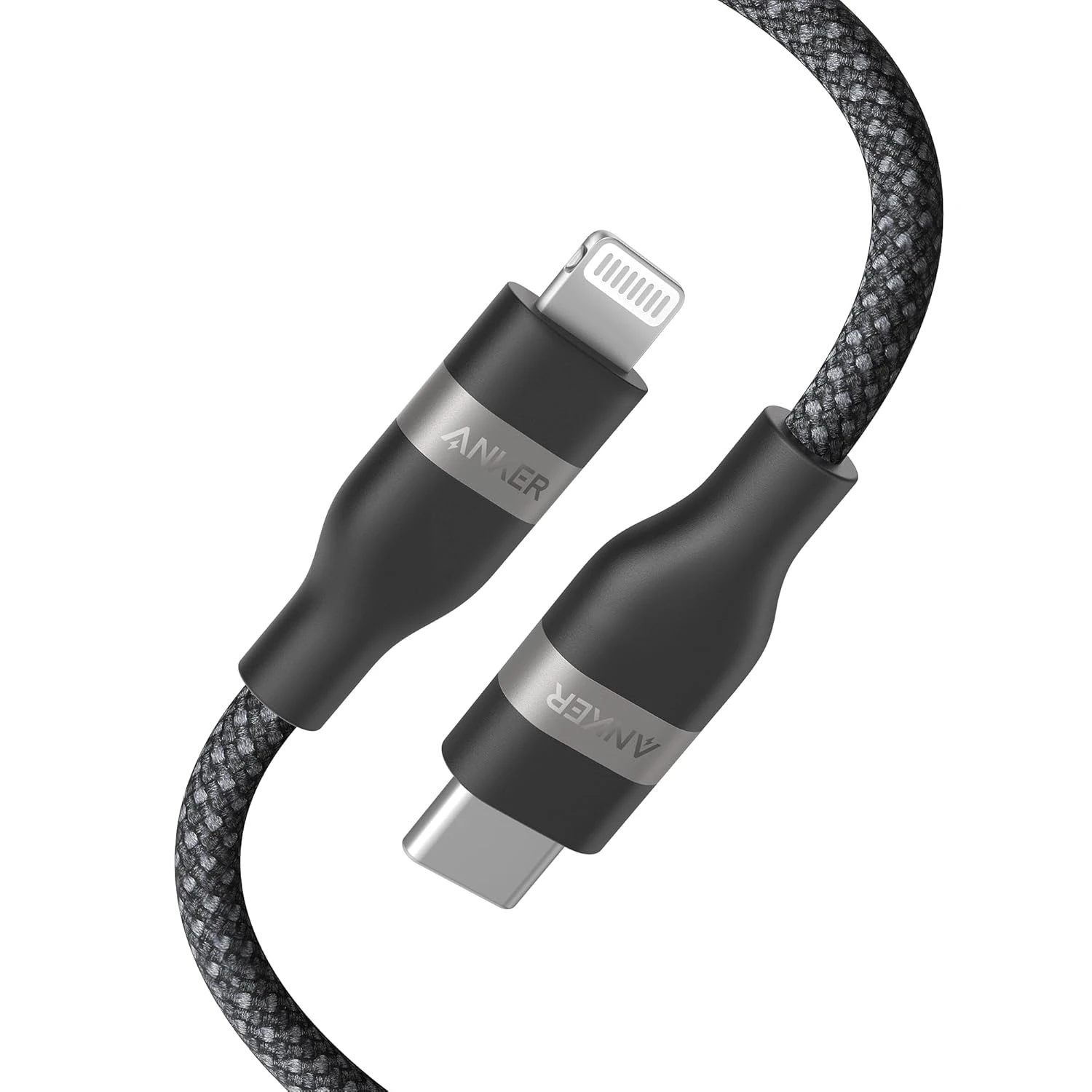 كابلAnker USB-C إلى Lightning (3أقدام، 60 واط، مضفر مُعاد تدويره) - أسود