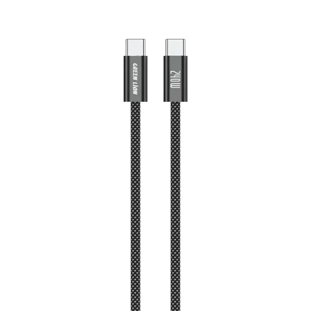 كابل شحنGreen Lion 240 وات USB-C إلى USB-C فائق السرعة 1 متر - أسود