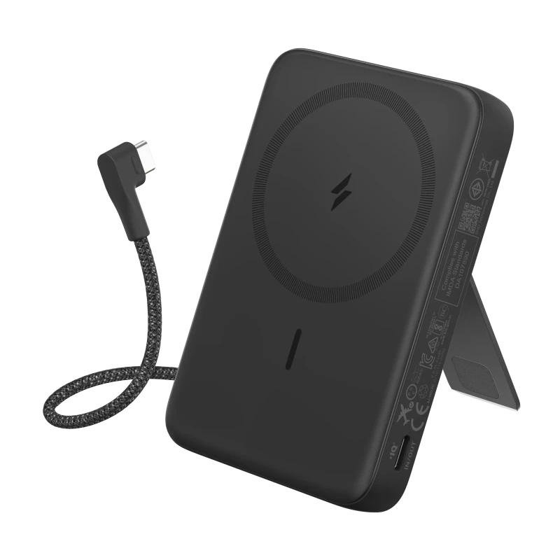 باور بانك أنكر زولو لاسلكي مغناطيسي بقوة 10000 مللي أمبير في الساعة وقوة 30 واط مع كابل USB-C (A1685H11) أسود
