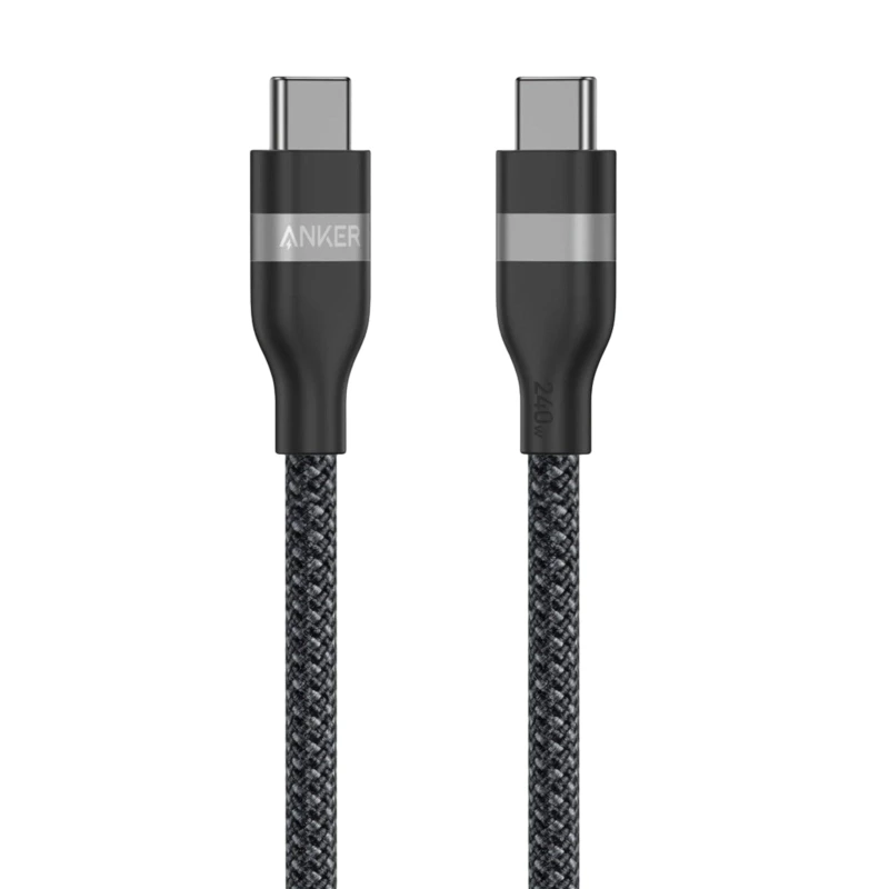 كابل أنكر USB-C إلى USB-C (3أقدام، 240 واط، مضفر مُعاد تدويره) A82E2H11 - أسود