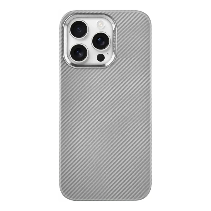 حافظة بتصميم نسيج عائم ثلاثي الأبعاد من Wizard Vibe Shield - 15 Pro Max Gray
