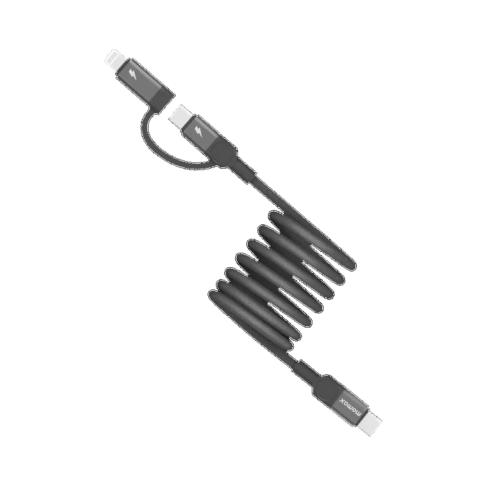 موماكس ماج لينك 60 وات USB-C إلى C وكابل لايتنينج مغناطيسي 2 متر - أسود