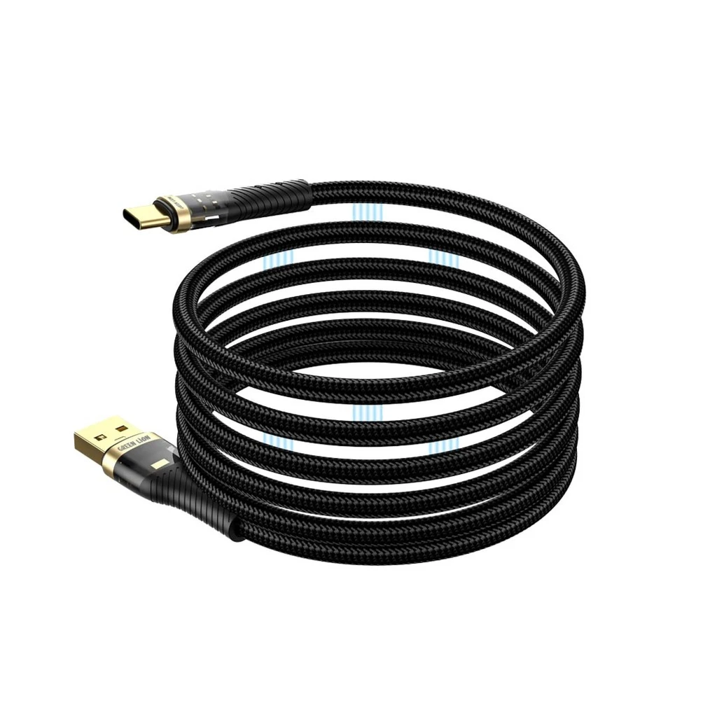 كابل مغناطيسي من جرين ليون USB-A إلى USB-C بطول 1 متر (GNMGNAC2CBK) أسود