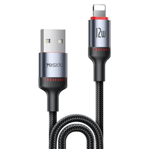 كابل YESIDO للشحن السريع من USB-A إلى Lightning بطول 2 متر (CA133L) - أسود