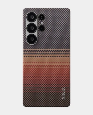 كفر Pitaka Tactile Woven لهاتف Samsung S25 Ultra - لون غروب الشمس