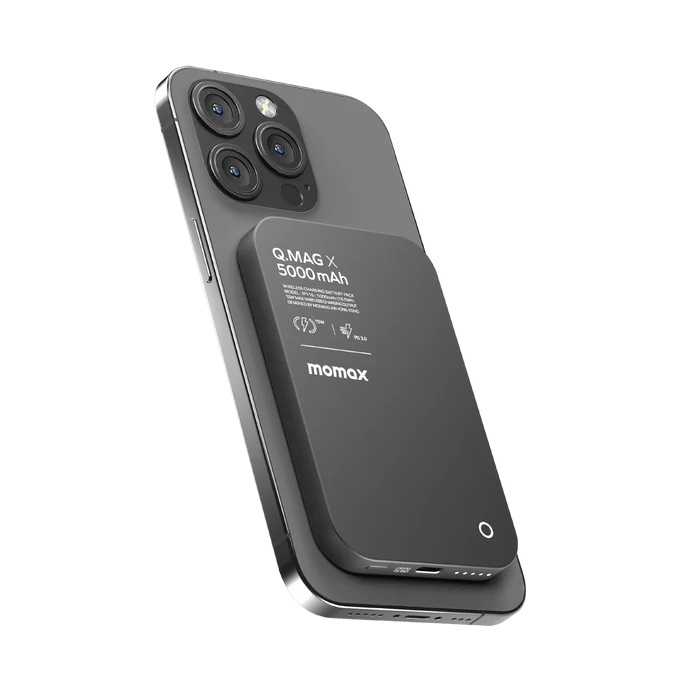 باوربانك اللاسلكي Momax Q.MAG X 5000mAh 15W MagSafe - أسود