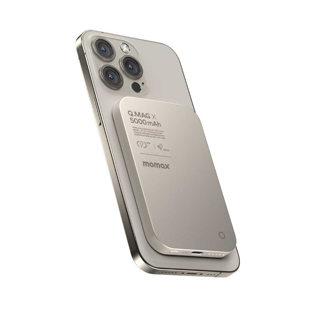 باوربانك اللاسلكي Momax Q.MAG X 5000mAh 15W MagSafe - تيتانيوم