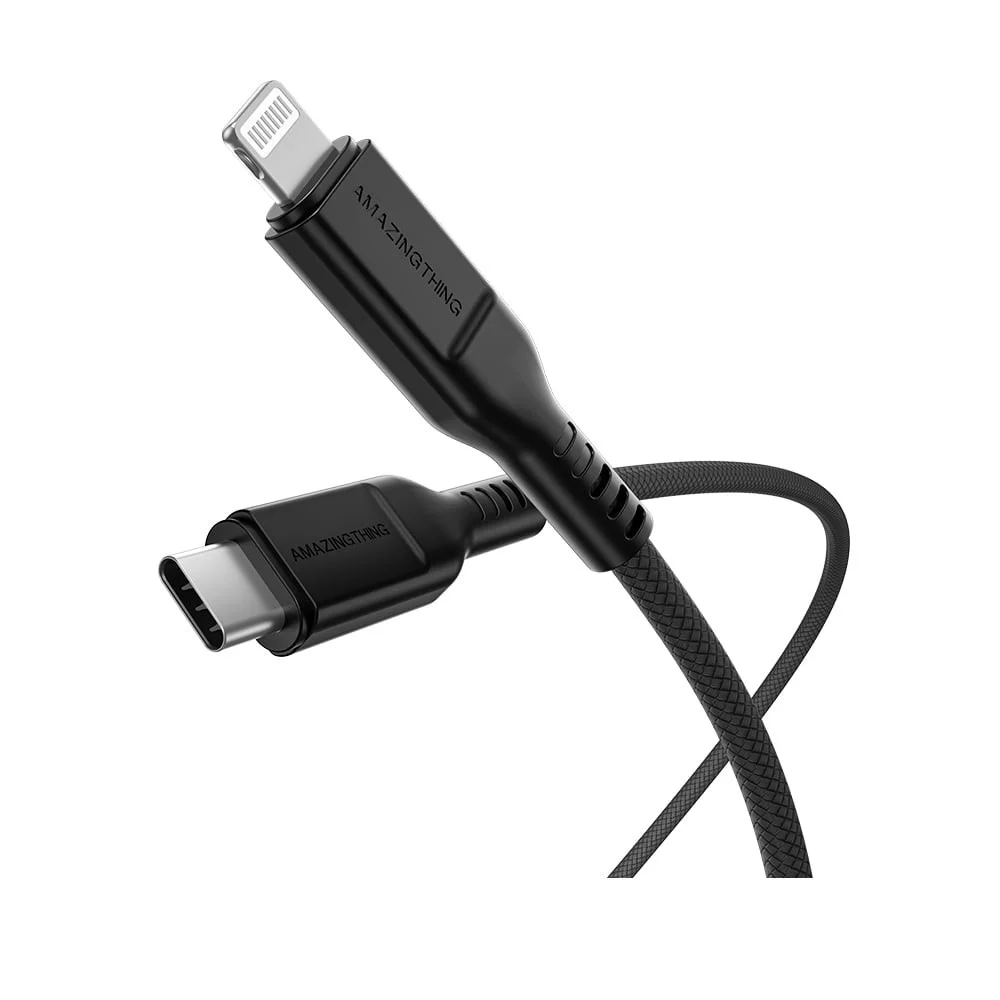 كابل AmazingThing Thunder Pro تايب سي إلى لايتننغ بقوة 30 واط - أسود