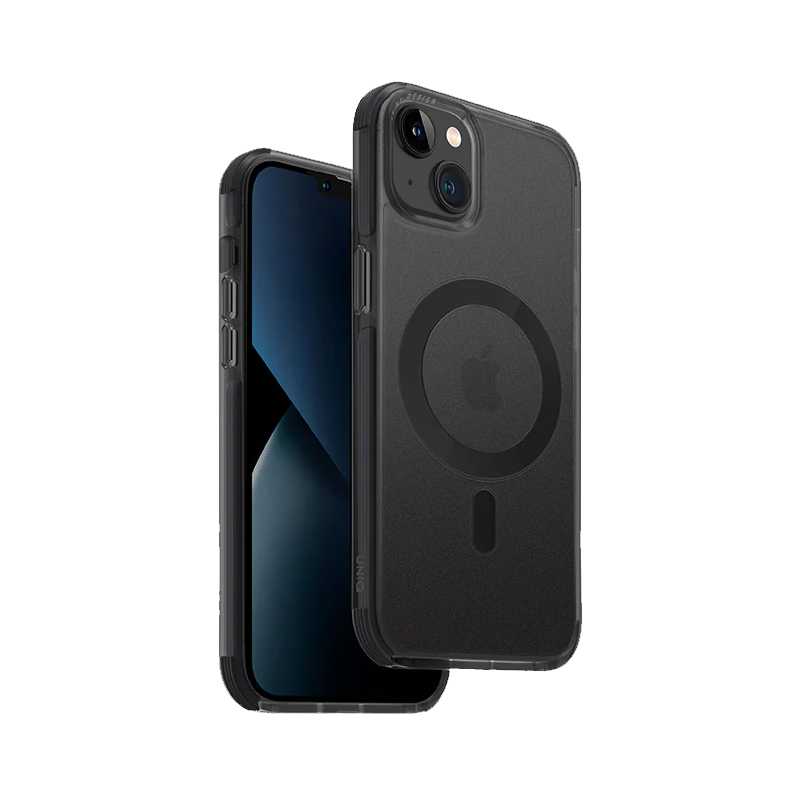 كفر UNIQ Combat MagClick المتوافقة مع الشحن المغناطيسي لهاتف iPhone 14 Plus - فحمي