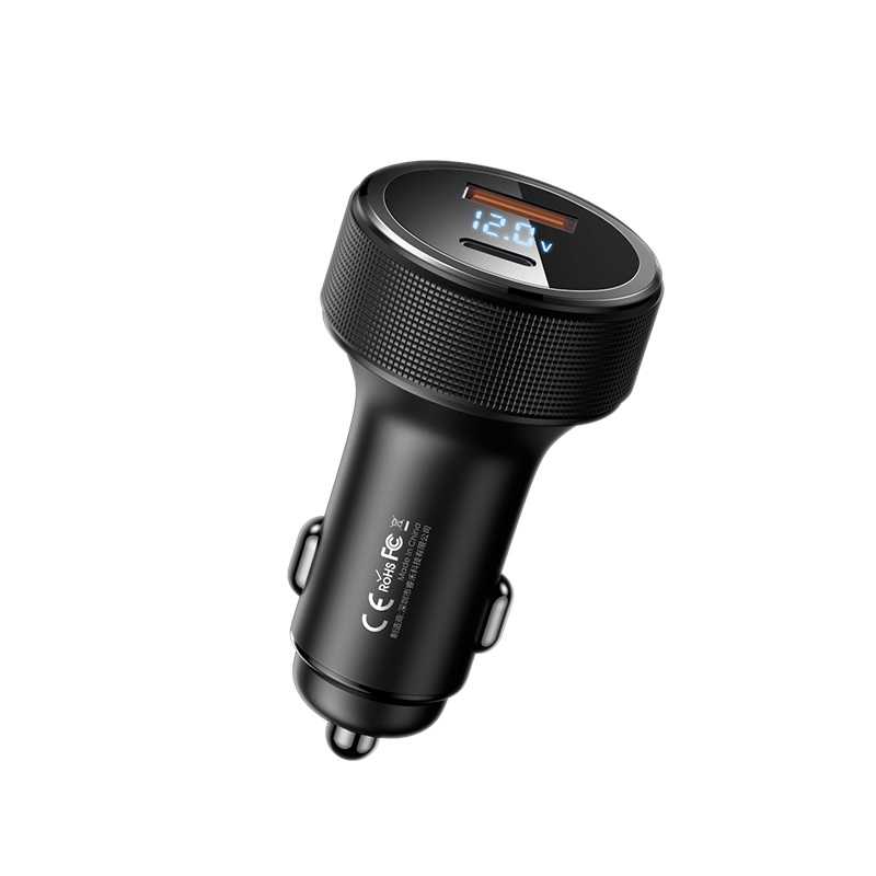 شاحن سيارة سريع من سلسلة ريماكس سالو 58.5 وات USB + نوع C – أسود