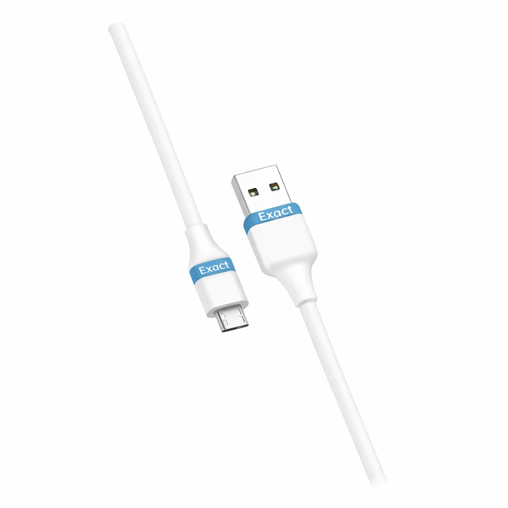 كابل بيانات Exact Flex Charge USB-A إلى Micro 15W من السيليكون بطول 1 متر (EX-3201) أبيض