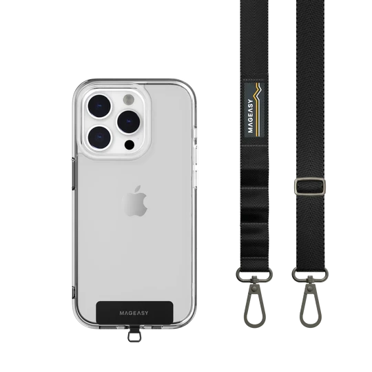 حزام مع بطاقة Strap+Strap Card مقاس 20mm للايفون من Mageasy - أسود