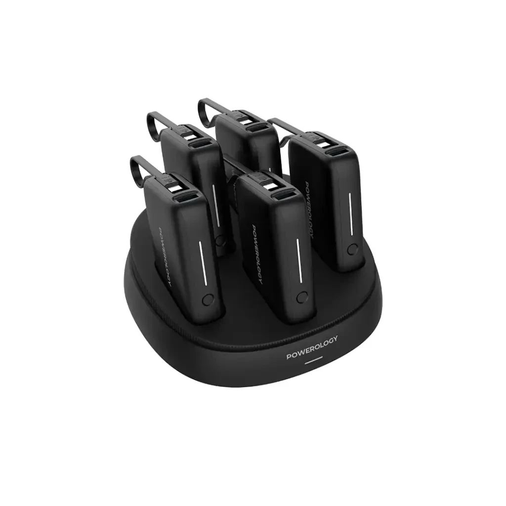 قاعدة شحن باوربانك Powerology 10000 مللي أمبير 5 في 1 مدمج USB-C - أسود