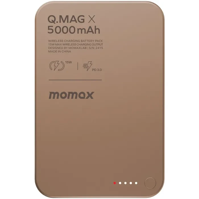MOMAX Q.MAG X 5000mAh 15W MagSafe Wireless Power Bank -Sandstone