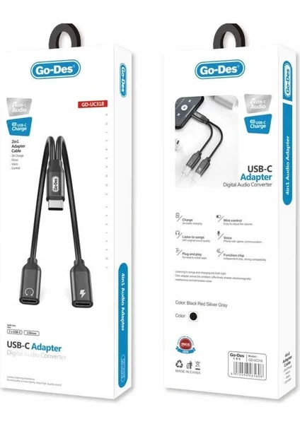 محول الصوت الرقمي Godes 2 في 1 USB-C - GD-UC318